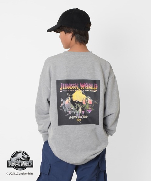 GLAZOS(グラソス)の「【大人向けサイズあり】【ジュラシック・ワールド】ヴィンテージ加工アソート裏毛クルーネックトレーナー(スウェット・キッズ・チャコールグレー/グレー・140cm/150cm/160cm/170cm)」の4枚目の写真