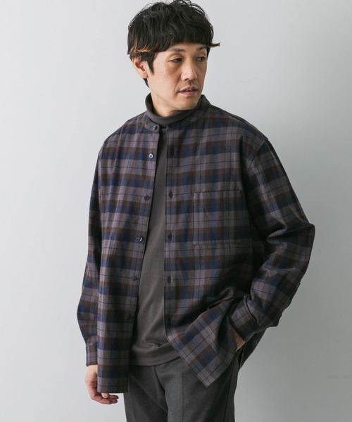 URBAN RESEARCH DOORS(アーバンリサーチドアーズ)の「『UR TECH』ネルバンドカラーシャツ(シャツ/ブラウス・メンズ・ベージュ系その他/グレー系その他/ブラウン系その他/ブルー・MEDIUM/LARGE)」の7枚目の写真