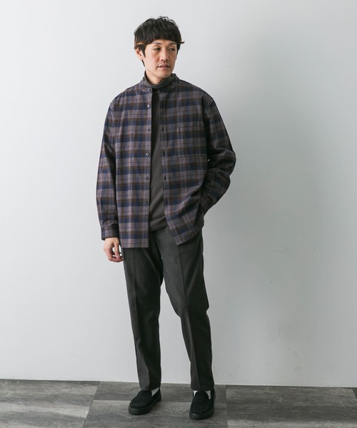 URBAN RESEARCH DOORS(アーバンリサーチドアーズ)の「『UR TECH』ネルバンドカラーシャツ(シャツ/ブラウス・メンズ・ベージュ系その他/グレー系その他/ブラウン系その他/ブルー・MEDIUM/LARGE)」の12枚目の写真