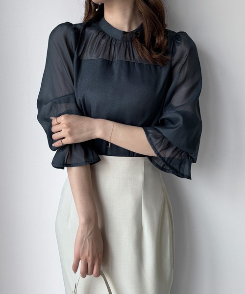 セール】シアーキャンディースリーブブラウス（シャツ/ブラウス