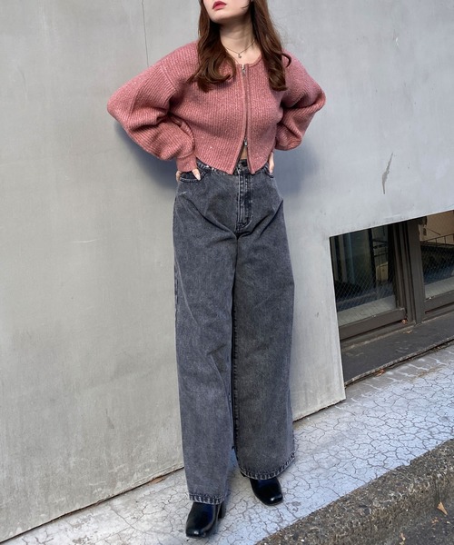 INGNI(イング)の「ラメスパンコールフロントジップニットカーディガン(カーディガン/ボレロ・レディース・ピンク/アイボリー/グレー・M)」の16枚目の写真