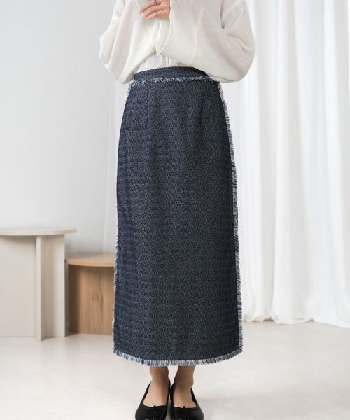 Bab（バブ）の「【低身長向けサイズあり】デニムタイトスカート（デニムスカート・レディース・グレイッシュベージュ/インディゴブルー/ライトブルー・M/S）」の3枚目の写真