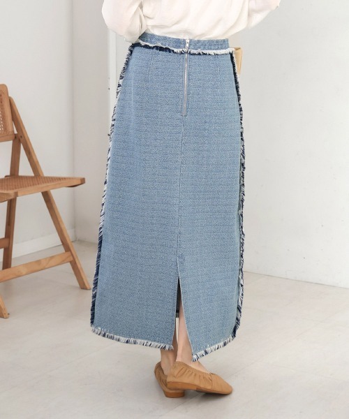 Bab（バブ）の「【低身長向けサイズあり】デニムタイトスカート（デニムスカート・レディース・グレイッシュベージュ/インディゴブルー/ライトブルー・M/S）」の9枚目の写真