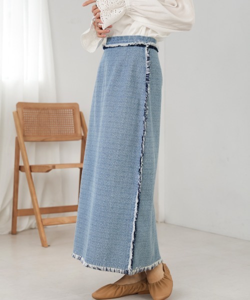 Bab（バブ）の「【低身長向けサイズあり】デニムタイトスカート（デニムスカート・レディース・グレイッシュベージュ/インディゴブルー/ライトブルー・M/S）」の10枚目の写真