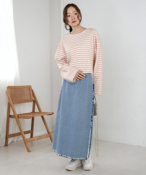 Bab（バブ）の「【低身長向けサイズあり】デニムタイトスカート（デニムスカート・レディース・グレイッシュベージュ/インディゴブルー/ライトブルー・M/S）」の11枚目の写真