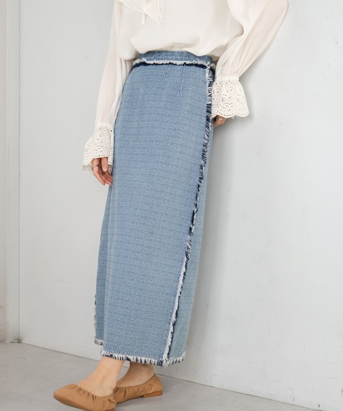 Bab（バブ）の「【低身長向けサイズあり】デニムタイトスカート（デニムスカート・レディース・グレイッシュベージュ/インディゴブルー/ライトブルー・M/S）」の13枚目の写真