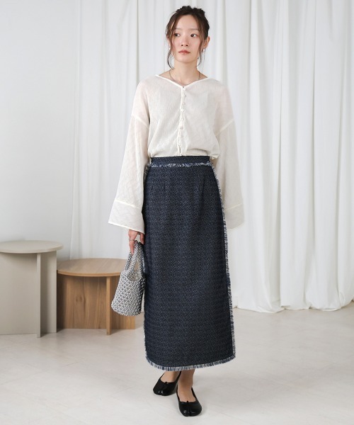 Bab（バブ）の「【低身長向けサイズあり】デニムタイトスカート（デニムスカート・レディース・グレイッシュベージュ/インディゴブルー/ライトブルー・M/S）」の14枚目の写真