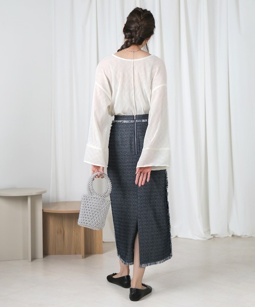 Bab（バブ）の「【低身長向けサイズあり】デニムタイトスカート（デニムスカート・レディース・グレイッシュベージュ/インディゴブルー/ライトブルー・M/S）」の17枚目の写真