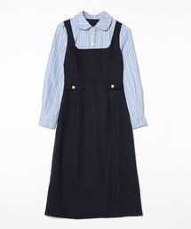 LA POMME petitワンピース レース襟半袖デニムミニワンピース Lace Collar Denim One Piece