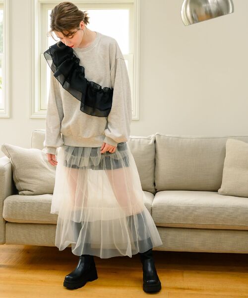 RETRO GIRL（レトロガール）の「裏毛トレーナー×ビスチェSET（スウェット・レディース・ブラック/ホワイト系その他/イエロー・FREE）」の9枚目の写真