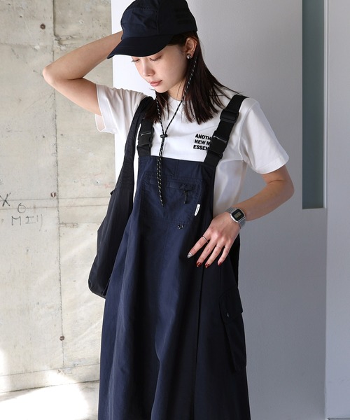 LOEFF ナイロン ジャンパースカート ワンピース ブラック モード 上品 LOEFF ナイロン ジャンパースカート ワンピース ブラック モード 上品