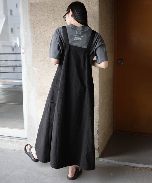 【新品タグ付き】ANME　接触冷感/UV加工ナイロンジャンパースカート　ブラック andme｜接触冷感 UV ナイロン ジャンパースカートワンピース