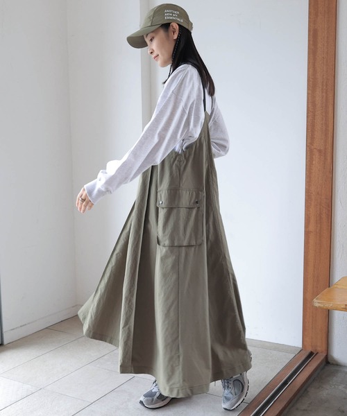 【新品タグ付き】ANME　接触冷感/UV加工ナイロンジャンパースカート　ブラック ANME ワンピース 「新色追加」接触冷感/UVカット(UPF50＋)/撥水