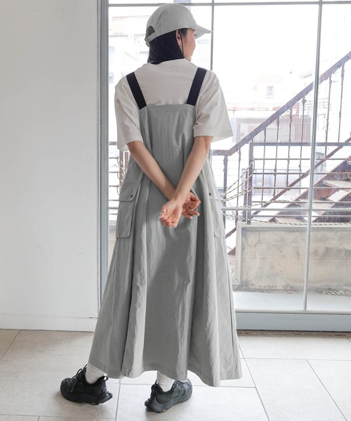 らむね　ANME　接触冷感/UV加工ナイロンジャンパースカート　グレー☆ セール】【新色追加】接触冷感/UVカット(UPF50＋)/撥水加工