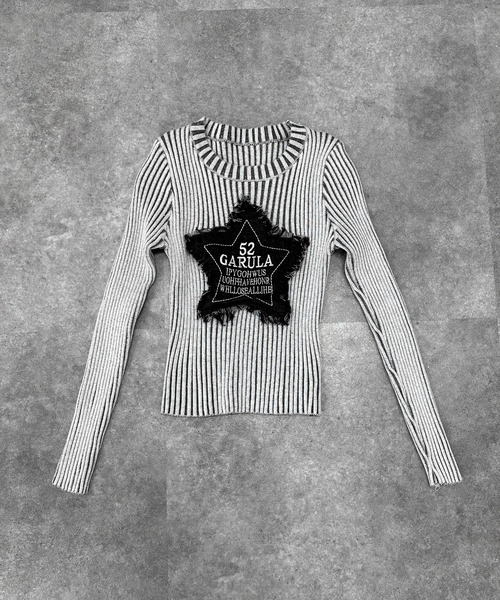 jiasecond.】フリンジスターニットトップス / リブ ヴィンテージ 色