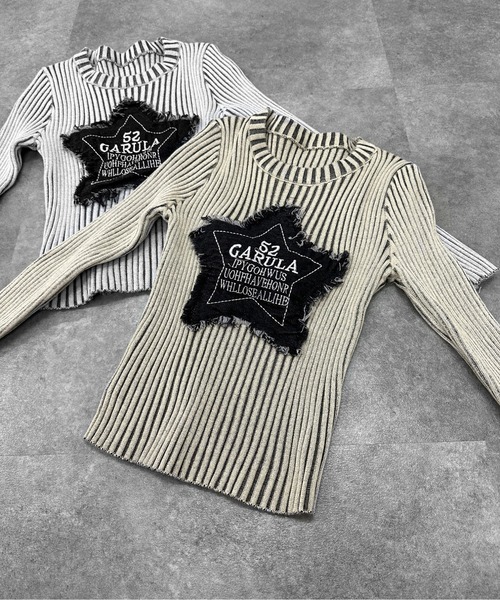 jiasecond.】フリンジスターニットトップス / リブ ヴィンテージ