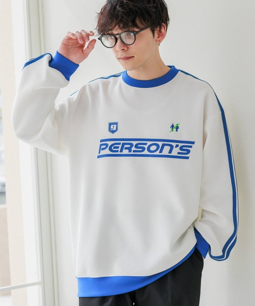 PERSON'S（パーソンズ）の「【PERSON’S/パーソンズ】袖サイドライン/ポンチゲームシャツプルオーバースウェット（Tシャツ/カットソー・メンズ・ブルー/ブラック/ホワイト・LARGE/MEDIUM）」の2枚目の写真