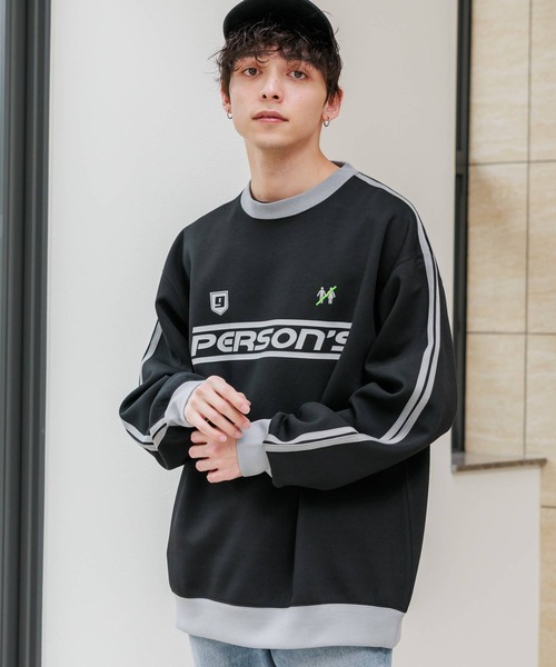 PERSON'S（パーソンズ）の「【PERSON’S/パーソンズ】袖サイドライン/ポンチゲームシャツプルオーバースウェット（Tシャツ/カットソー・メンズ・ブルー/ブラック/ホワイト・LARGE/MEDIUM）」の3枚目の写真
