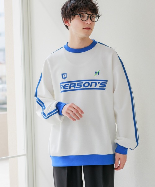 PERSON'S（パーソンズ）の「【PERSON’S/パーソンズ】袖サイドライン/ポンチゲームシャツプルオーバースウェット（Tシャツ/カットソー・メンズ・ブルー/ブラック/ホワイト・LARGE/MEDIUM）」の5枚目の写真