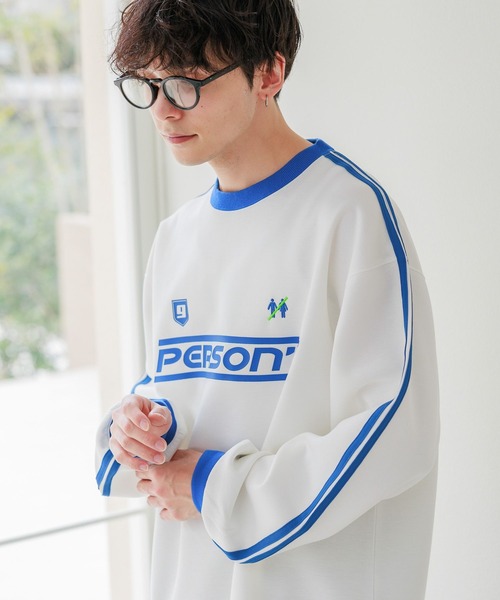 PERSON'S（パーソンズ）の「【PERSON’S/パーソンズ】袖サイドライン/ポンチゲームシャツプルオーバースウェット（Tシャツ/カットソー・メンズ・ブルー/ブラック/ホワイト・LARGE/MEDIUM）」の6枚目の写真
