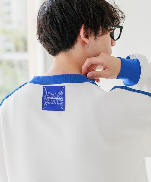 PERSON'S（パーソンズ）の「【PERSON’S/パーソンズ】袖サイドライン/ポンチゲームシャツプルオーバースウェット（Tシャツ/カットソー・メンズ・ブルー/ブラック/ホワイト・LARGE/MEDIUM）」の7枚目の写真