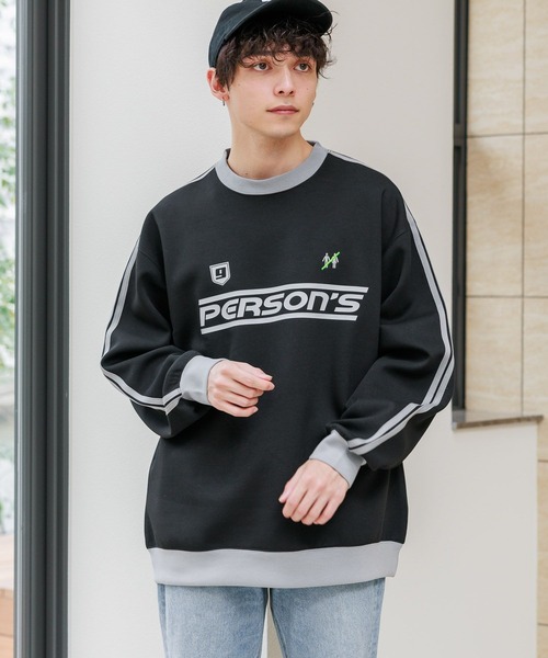 PERSON'S（パーソンズ）の「【PERSON’S/パーソンズ】袖サイドライン/ポンチゲームシャツプルオーバースウェット（Tシャツ/カットソー・メンズ・ブルー/ブラック/ホワイト・LARGE/MEDIUM）」の9枚目の写真