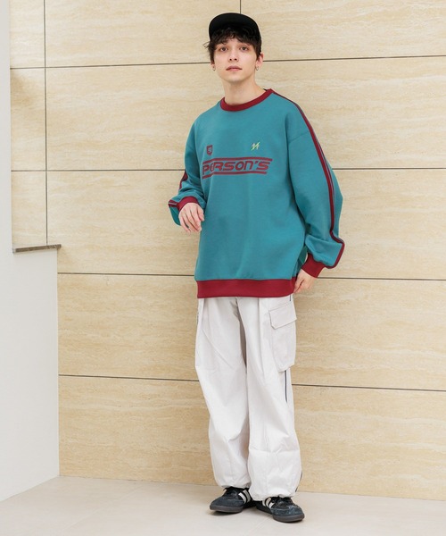 PERSON'S（パーソンズ）の「【PERSON’S/パーソンズ】袖サイドライン/ポンチゲームシャツプルオーバースウェット（Tシャツ/カットソー・メンズ・ブルー/ブラック/ホワイト・LARGE/MEDIUM）」の12枚目の写真