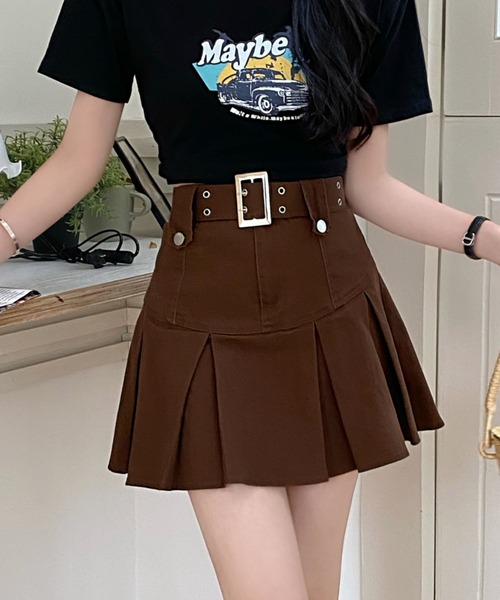 DIAVEL（ディアベル）の「ベルト付きプリーツミニスカート（スカート・レディース・ブラック/カーキ/ブラウン・S/M/L）」の19枚目の写真