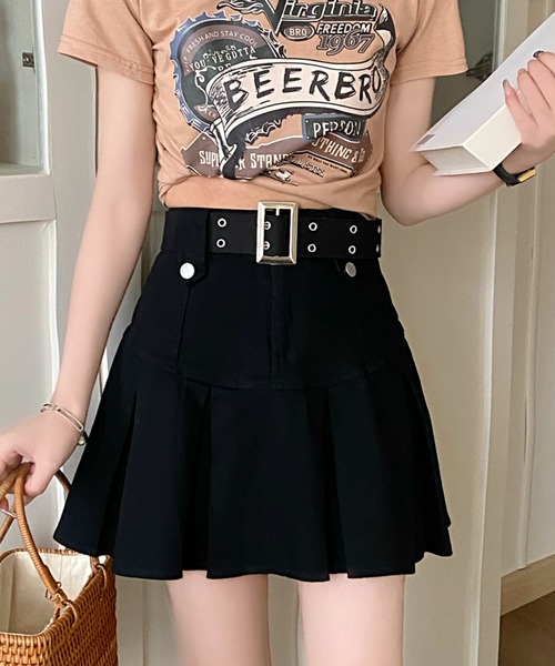 DIAVEL（ディアベル）の「ベルト付きプリーツミニスカート（スカート・レディース・ブラック/カーキ/ブラウン・S/M/L）」の20枚目の写真