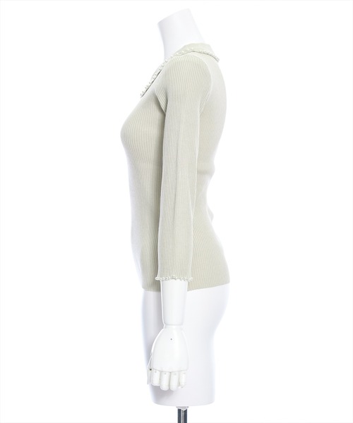 clear（クリア）の「七分袖パール刺繍ニットトップス[オフィスカジュアル 着回し抜群 大人]≪再入荷≫（ニット/セーター・レディース・グレイッシュベージュ/ブラック/オフホワイト/ピンク・F）」の13枚目の写真