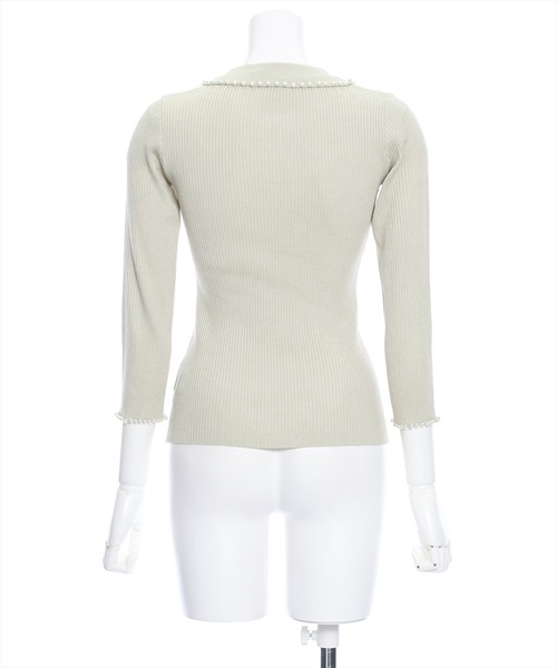 clear（クリア）の「七分袖パール刺繍ニットトップス[オフィスカジュアル 着回し抜群 大人]≪再入荷≫（ニット/セーター・レディース・グレイッシュベージュ/ブラック/オフホワイト/ピンク・F）」の15枚目の写真