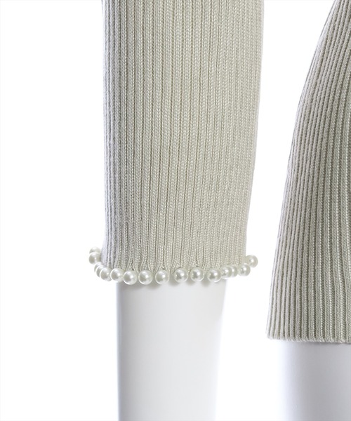 clear（クリア）の「七分袖パール刺繍ニットトップス[オフィスカジュアル 着回し抜群 大人]≪再入荷≫（ニット/セーター・レディース・グレイッシュベージュ/ブラック/オフホワイト/ピンク・F）」の18枚目の写真