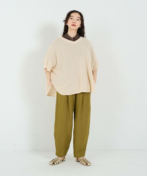 conges payes ADIEU TRISTESSE（コンジェ ペイエ アデュートリステス）の「リネンコットンワッフル2wayプルオーバー（ベスト・レディース・グレー/ベージュ/サックスブルー・FREE）」の7枚目の写真