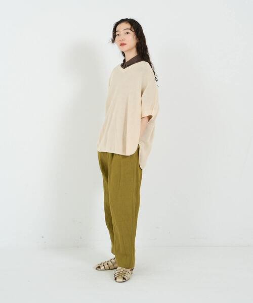 conges payes ADIEU TRISTESSE（コンジェ ペイエ アデュートリステス）の「リネンコットンワッフル2wayプルオーバー（ベスト・レディース・グレー/ベージュ/サックスブルー・FREE）」の8枚目の写真