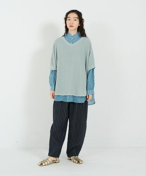 conges payes ADIEU TRISTESSE（コンジェ ペイエ アデュートリステス）の「リネンコットンワッフル2wayプルオーバー（ベスト・レディース・グレー/ベージュ/サックスブルー・FREE）」の12枚目の写真