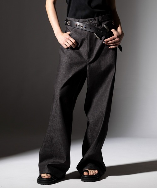 ROBES&CONFECTIONS（ローブスコンフェクションズ）の「Robes & Confections/ローブス&コンフェクションズ/KAIHARA Super Stretch Denim Baggy Pants KRC-P03-002（デニムパンツ・レディース・ホワイト/ブラック/その他35・1）」の3枚目の写真