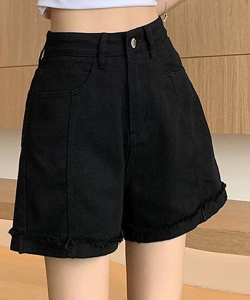 Bifrost（ビフレスト）の「カラーデニムショートパンツ（デニムパンツ・レディース・ホワイト/パープル/グリーン/モカ/ブラック・M/L）」の3枚目の写真