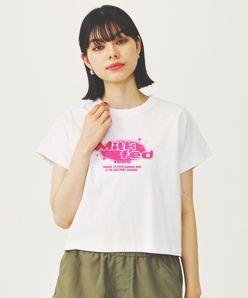 MILKFED.（ミルクフェド）の「SPARKLE LOGO COMPACT S/S TEE（Tシャツ/カットソー・レディース・ホワイト/ライトグリーン/ブラック・S/M）」の12枚目の写真