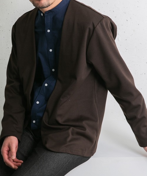 URBAN RESEARCH ROSSO MEN（アーバンリサーチロッソメン）の「『WEB限定』『セットアップ対応』ポンチトッパーカーディガン（カーディガン/ボレロ・メンズ・ブラウン/ネイビー/ブラック・MEDIUM/LARGE）」の2枚目の写真