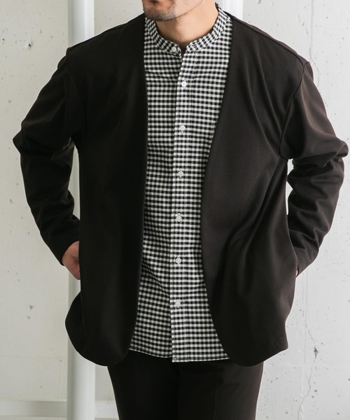 URBAN RESEARCH ROSSO MEN（アーバンリサーチロッソメン）の「『WEB限定』『セットアップ対応』ポンチトッパーカーディガン（カーディガン/ボレロ・メンズ・ブラウン/ネイビー/ブラック・MEDIUM/LARGE）」の5枚目の写真