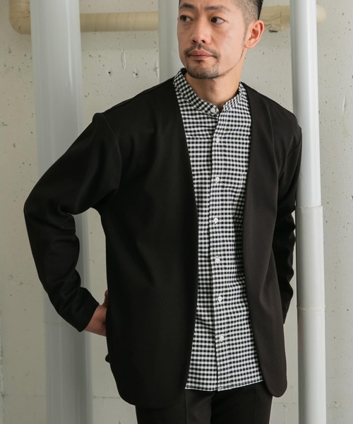 URBAN RESEARCH ROSSO MEN（アーバンリサーチロッソメン）の「『WEB限定』『セットアップ対応』ポンチトッパーカーディガン（カーディガン/ボレロ・メンズ・ブラウン/ネイビー/ブラック・MEDIUM/LARGE）」の7枚目の写真