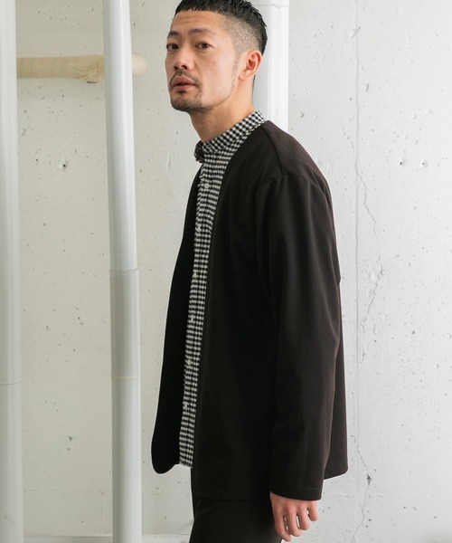 URBAN RESEARCH ROSSO MEN（アーバンリサーチロッソメン）の「『WEB限定』『セットアップ対応』ポンチトッパーカーディガン（カーディガン/ボレロ・メンズ・ブラウン/ネイビー/ブラック・MEDIUM/LARGE）」の8枚目の写真