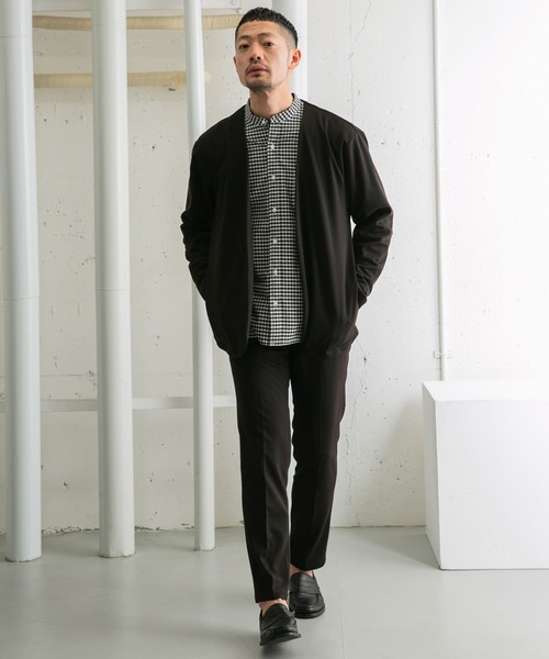URBAN RESEARCH ROSSO MEN（アーバンリサーチロッソメン）の「『WEB限定』『セットアップ対応』ポンチトッパーカーディガン（カーディガン/ボレロ・メンズ・ブラウン/ネイビー/ブラック・MEDIUM/LARGE）」の10枚目の写真
