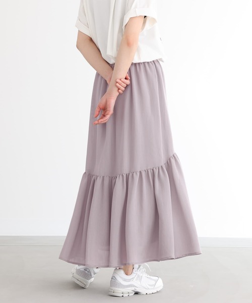 n'OrLABEL(ノアールレーベル)の「ゆるひら涼スラブマーメイドティアードスカート(スカート・レディース・ミント/グレー/ブラック・1/2)」の3枚目の写真