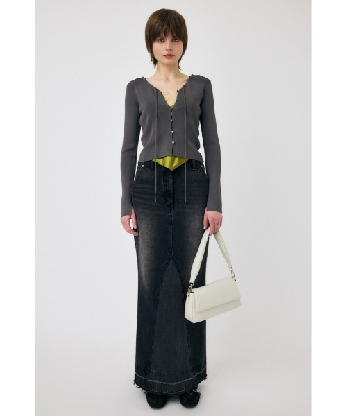 MOUSSY（マウジー）の「LOOP ACCENT ニットカーディガン（カーディガン/ボレロ・レディース・ライトグリーン/オレンジ/ライトベージュ/チャコールグレー・FREE）」の8枚目の写真