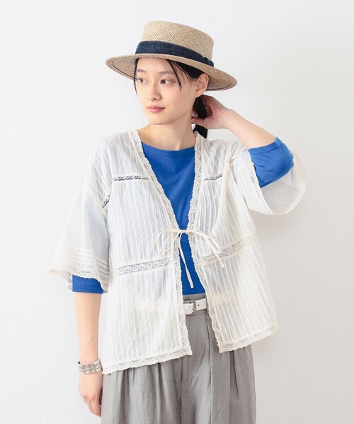 BEAMS BOY(ビームスボーイ)の「BEAMS BOY / ヴィンテージ レース ピンタック(シャツ/ブラウス・レディース・ブラック/オフホワイト/クリーム・ONE SIZE)」の1枚目の写真