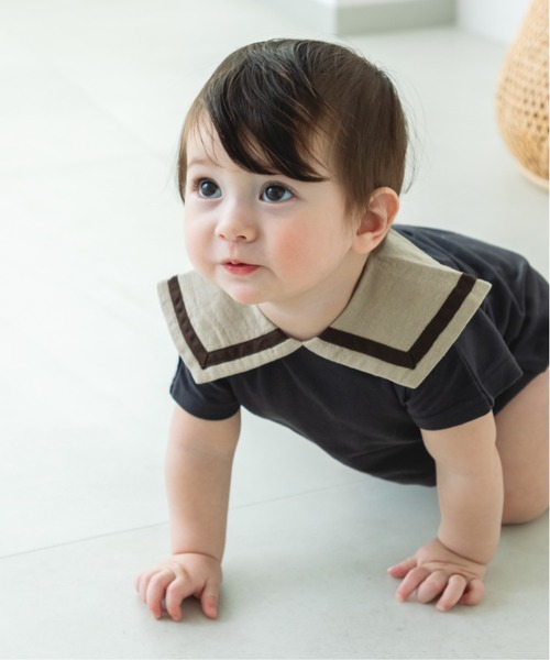 リンクコーデ】【ベビー】セーラーカラー 半袖ロンパース（ロンパース