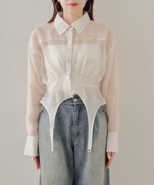 ブラウス シャツ ガーターデザインシャツ レディース Chico（チコ）の「ガーターデザインシャツ（シャツ/ブラウス