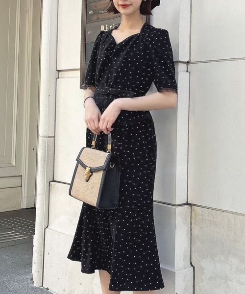 Andy レッドペプラムワンピース さき 