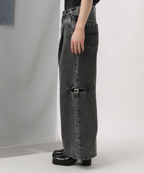 HARE（ハレ）の「カットアウトワイドデニムパンツ(HARE)（デニムパンツ・メンズ・グレー/ブラック・SMALL/MEDIUM）」の20枚目の写真